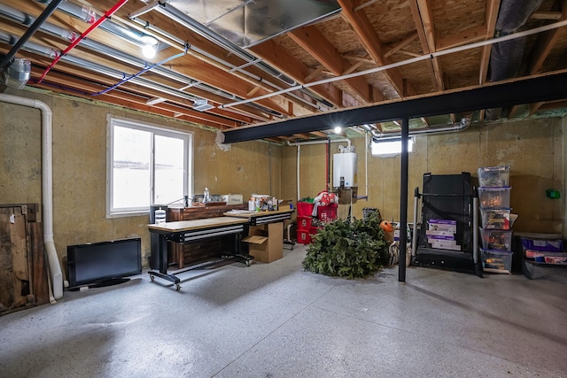 basement with water heater