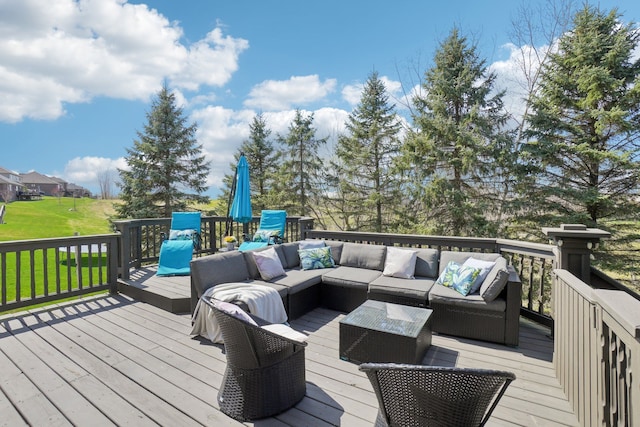 372 Overlook Dr, Oxford, MI 48371 - deck with outdoor lounge area and a yard