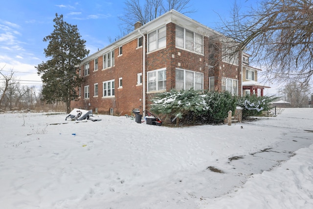 view of snow covered exterior