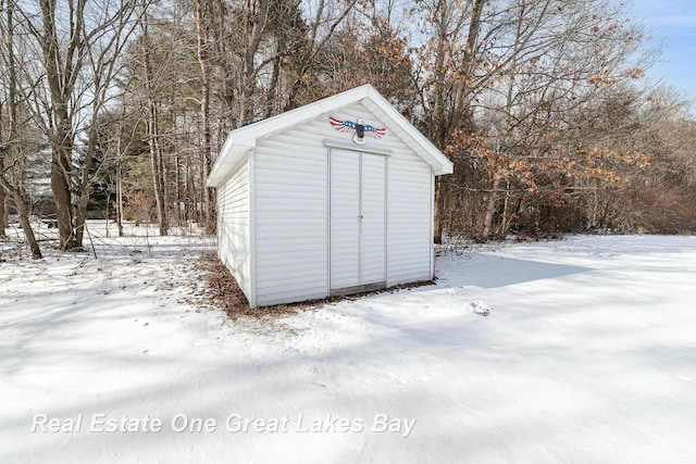 view of snow covered structure