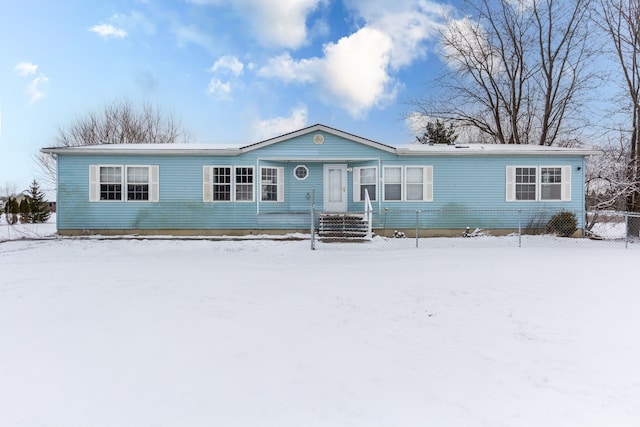 view of single story home