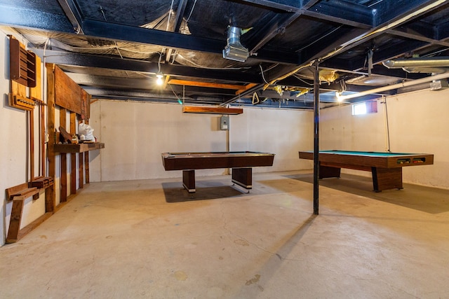 basement with pool table