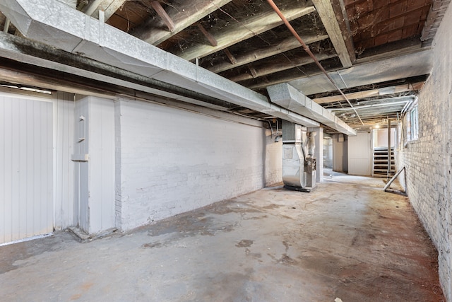 basement with heating unit