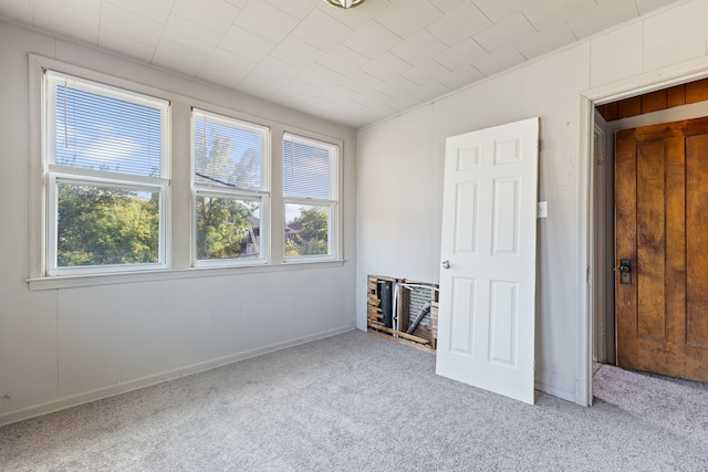 unfurnished room with light carpet