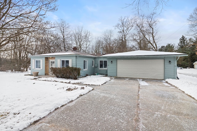 single story home with a garage