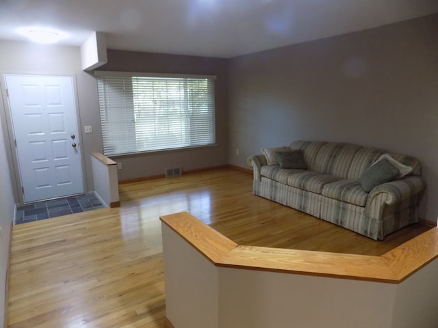 living room with light wood-type flooring