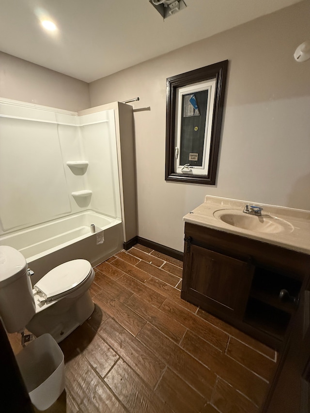 full bathroom featuring vanity, toilet, and shower / bathing tub combination