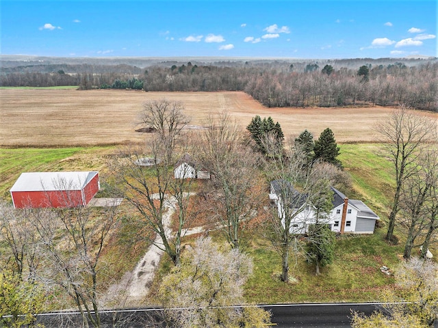 birds eye view of property with a rural view