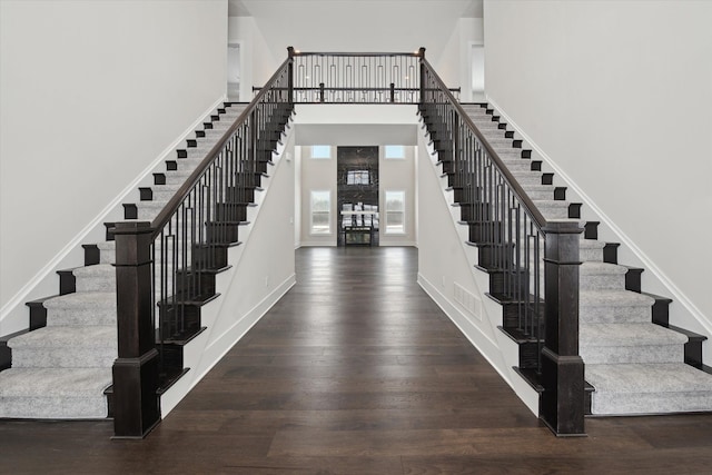 foyer entrance featuring dark hardwood / wood-style flooring