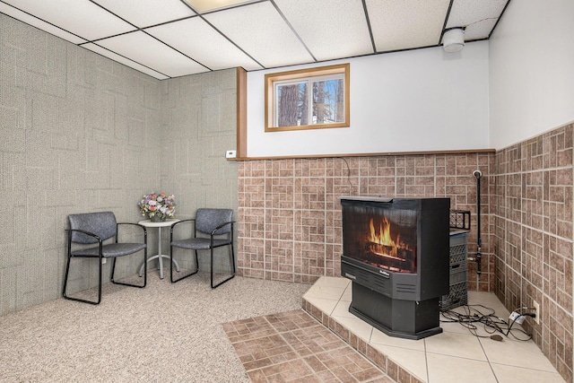 interior space with a drop ceiling