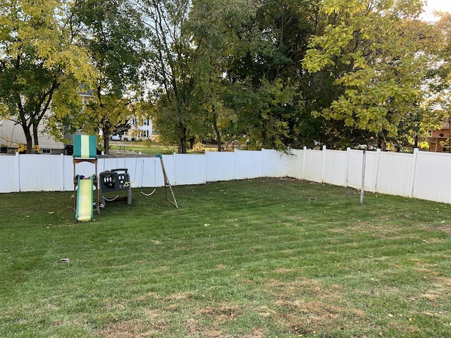 view of yard with a playground