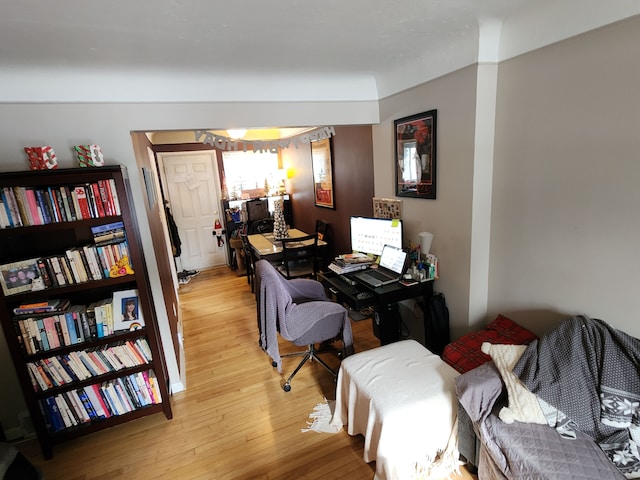 office area featuring light hardwood / wood-style floors