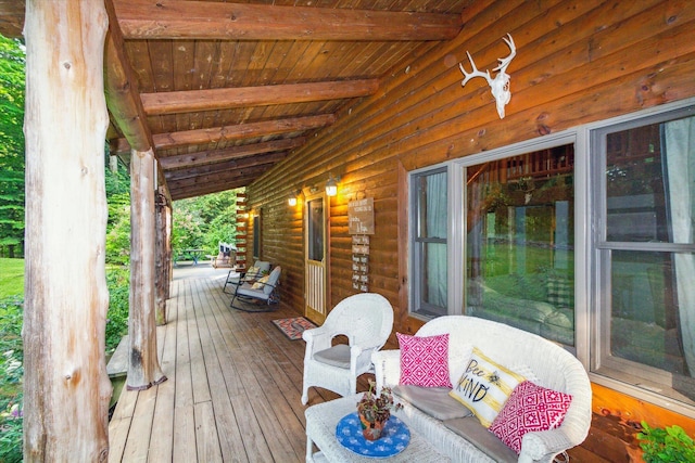 wooden deck with covered porch