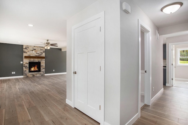 hallway featuring light wood-type flooring