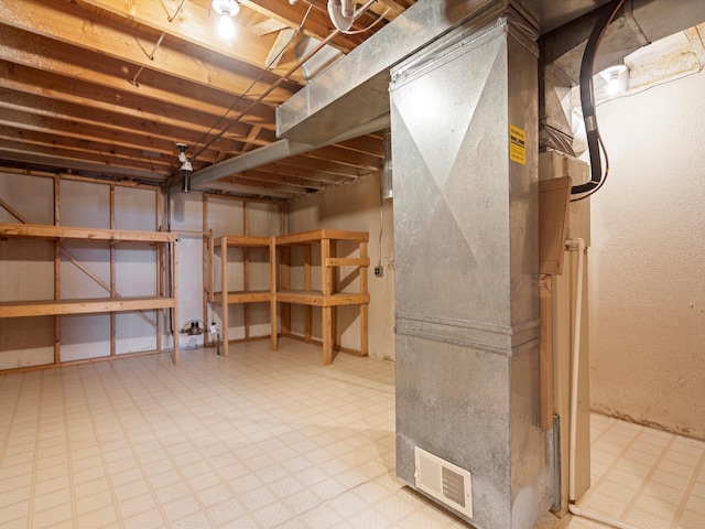 basement with heating unit