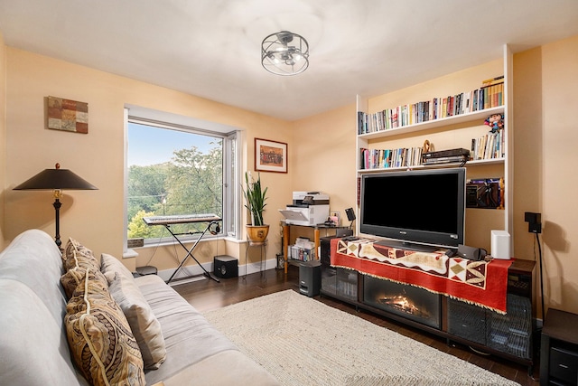 living room featuring dark hardwood / wood-style flooring