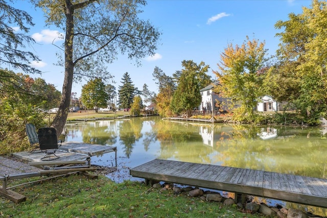 dock area featuring a water view