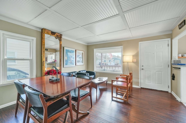 dining area featuring dark hardwood / wood-style flooring