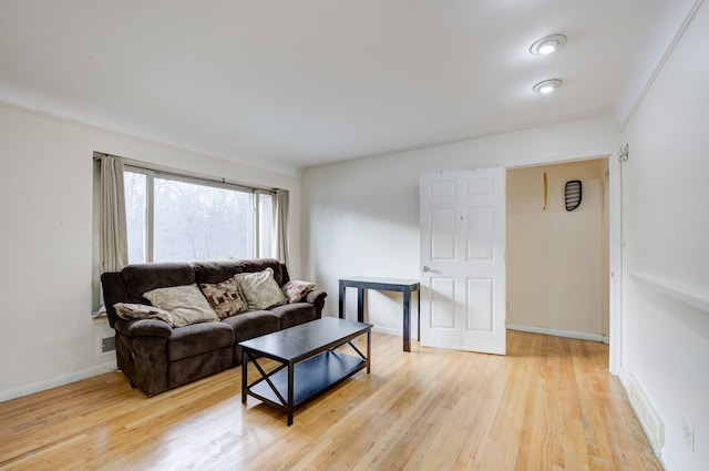 living room featuring light wood-type flooring