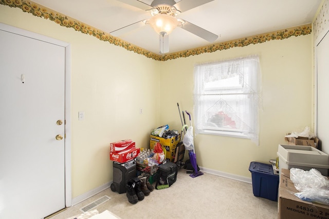 misc room with ceiling fan