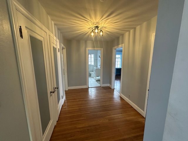 hall featuring dark hardwood / wood-style flooring