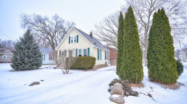 view of snow covered property