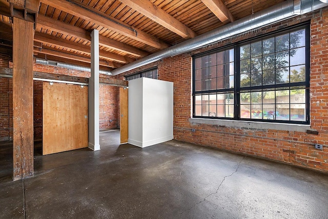 interior space with brick wall