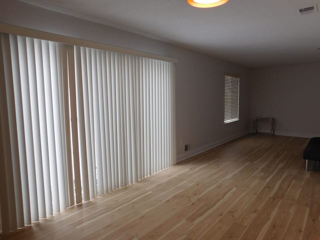 spare room featuring light hardwood / wood-style flooring