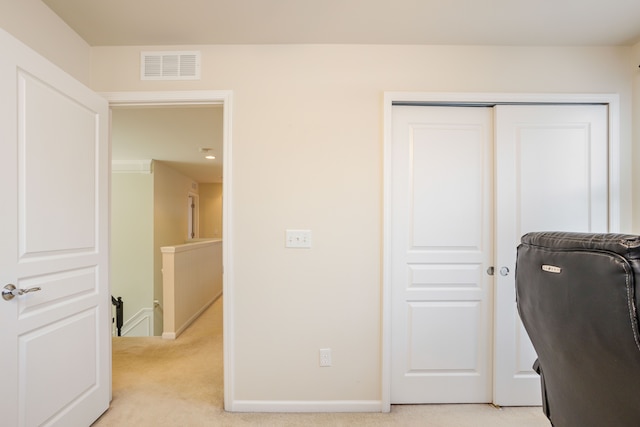 view of carpeted home office