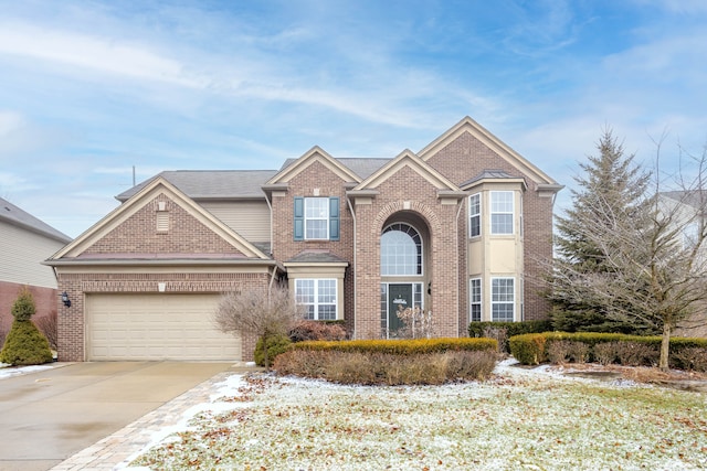 view of front property with a garage