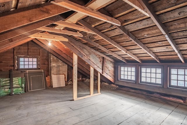 view of unfinished attic