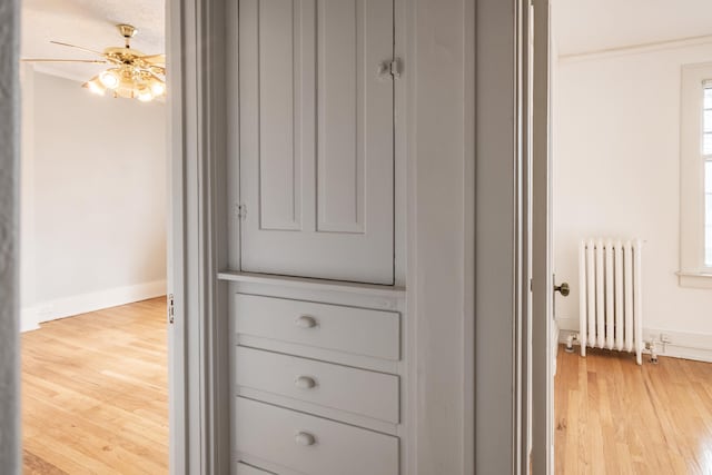 closet featuring radiator heating unit