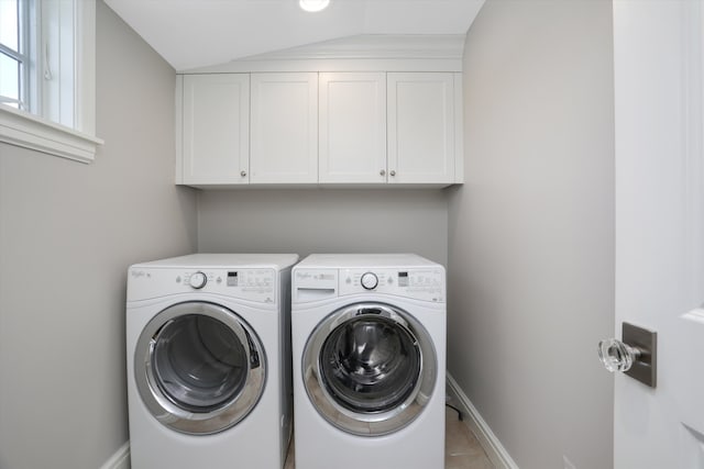 31265 Woodside Dr, Franklin, MI 48025 - laundry room featuring baseboards, tile patterned flooring, washing machine and dryer, and cabinet space