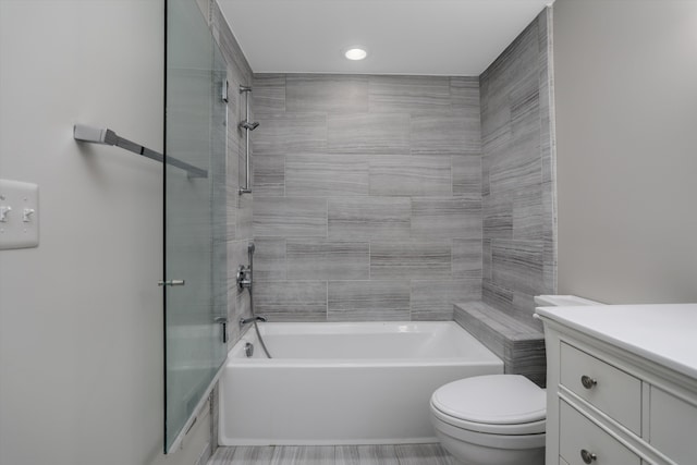 31265 Woodside Dr, Franklin, MI 48025 - bathroom with toilet, recessed lighting, washtub / shower combination, and vanity