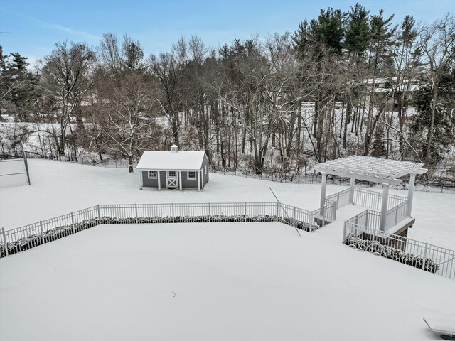31265 Woodside Dr, Franklin, MI 48025 - yard layered in snow with an outdoor structure