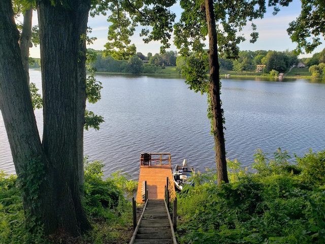 view of dock featuring a water view