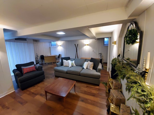 living room with hardwood / wood-style floors