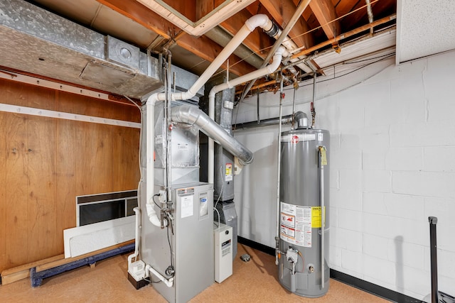 utilities with heating unit and gas water heater