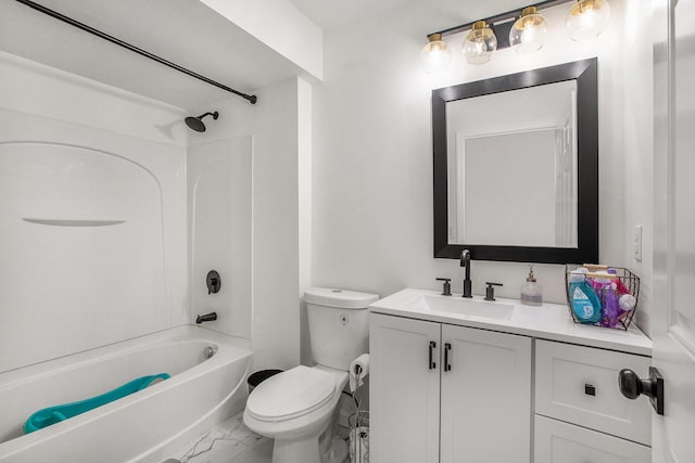 full bathroom with vanity, toilet, and shower / bath combination