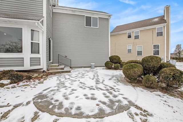 view of snow covered exterior