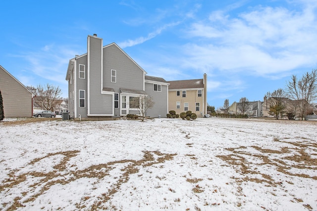 view of snow covered property