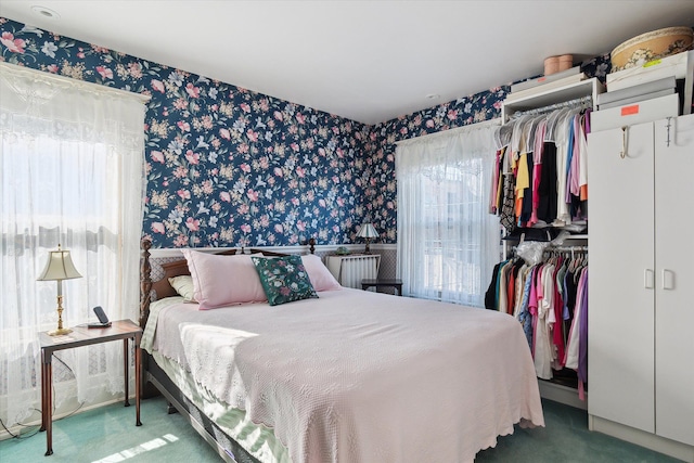 bedroom featuring a closet and carpet