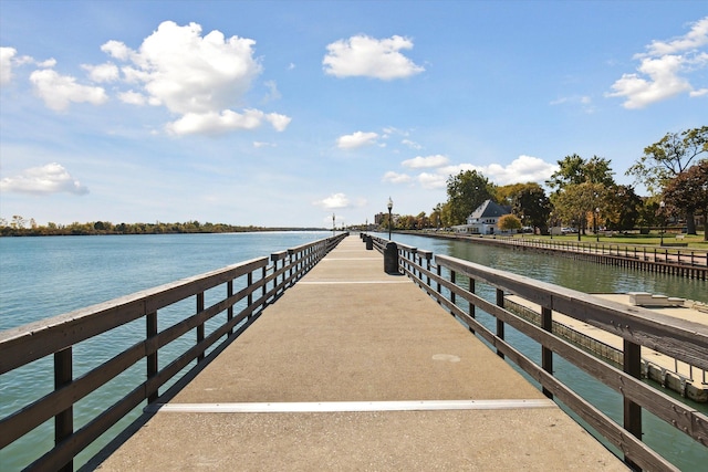 view of dock featuring a water view