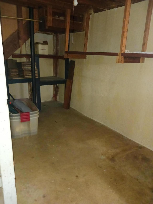 view of unfinished basement