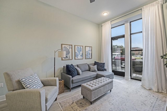 living room featuring light hardwood / wood-style flooring