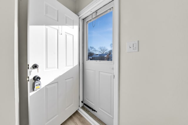 doorway featuring light wood-type flooring