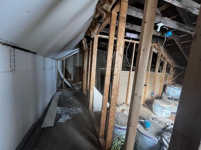 view of unfinished attic