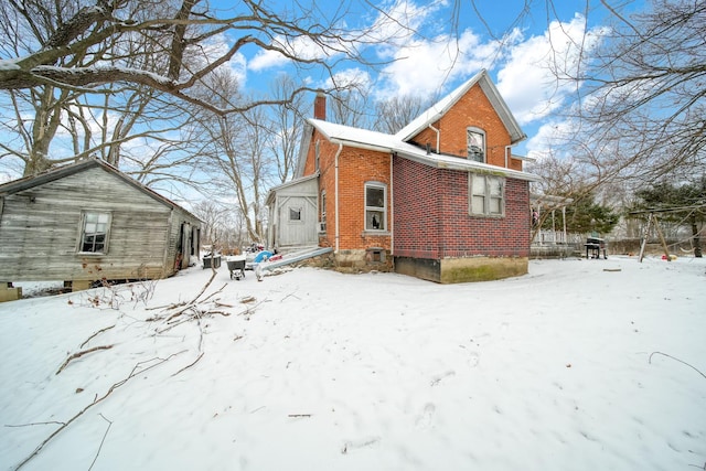 view of snow covered exterior