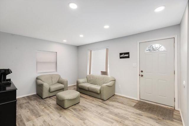 foyer with light hardwood / wood-style floors