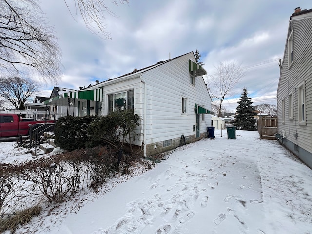 view of snowy exterior